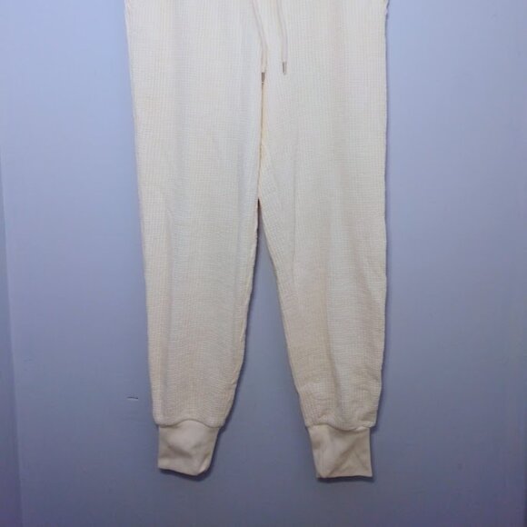 GAP Jogger Sweatpants Waffle knit Size Small Cream Ivory Cozy Winter Lounge - Picture 2 of 10